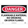 Danger Labels; Flammable Material No Smoking Or Open Flames, 10X14, Adhesive Vinyl