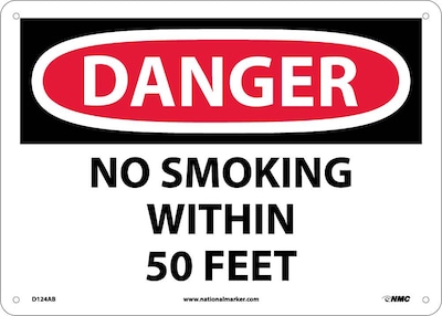 Danger Signs; No Smoking Within 50 Feet, 10X14, .040 Aluminum