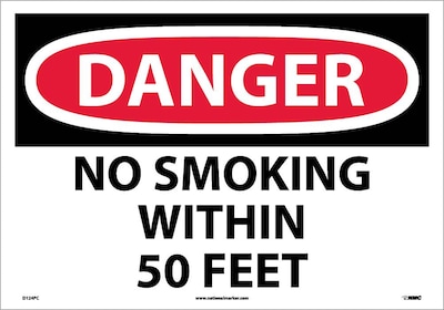 Danger Labels; No Smoking Within 50 Feet, 14X20, Adhesive Vinyl