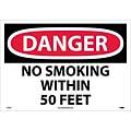 Danger Labels; No Smoking Within 50 Feet, 14X20, Adhesive Vinyl