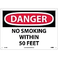 No Smoking Within 50 Feet, 10X14, Rigid Plastic, Danger Sign