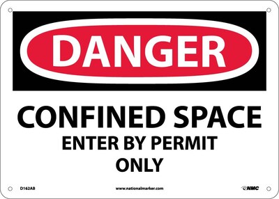 Danger Signs; Confined Space Enter By Permit Only, 10X14, .040 Aluminum