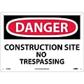 Danger Signs; Construction Site No Trespassing, 10X14, Fiberglass