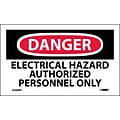 Danger Labels; Electrical Hazard Authorized Personnel Only, 3X5, Adhesive Vinyl, 5/Pk