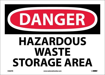 Danger Labels; Hazardous Waste Storage Area, 10X14, Adhesive Vinyl