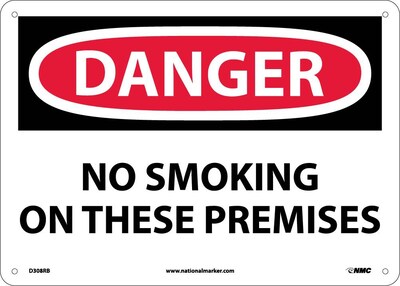 No Smoking On These Premises, 10X14, Rigid Plastic, Danger Sign