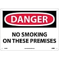 No Smoking On These Premises, 10X14, Rigid Plastic, Danger Sign
