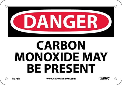 Carbon Monoxide May Be Present, 7X10, Rigid Plastic, Danger Sign