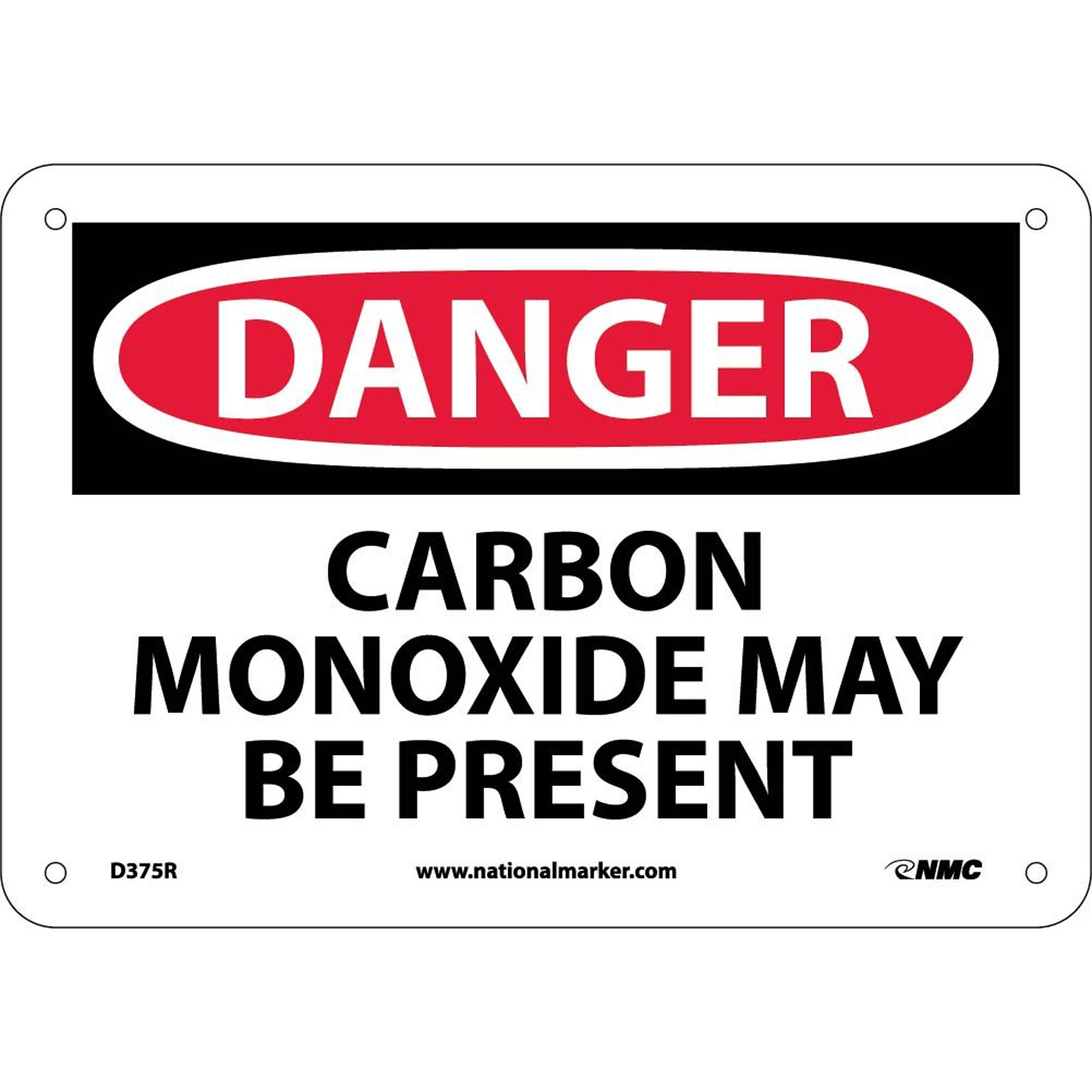 Carbon Monoxide May Be Present, 7X10, Rigid Plastic, Danger Sign