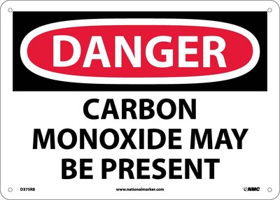 Danger Signs; Carbon Monoxide May Be Present, 10X14, Rigid Plastic