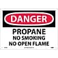 Danger Signs; Propane No Smoking No Open Flame, 10X14, Rigid Plastic
