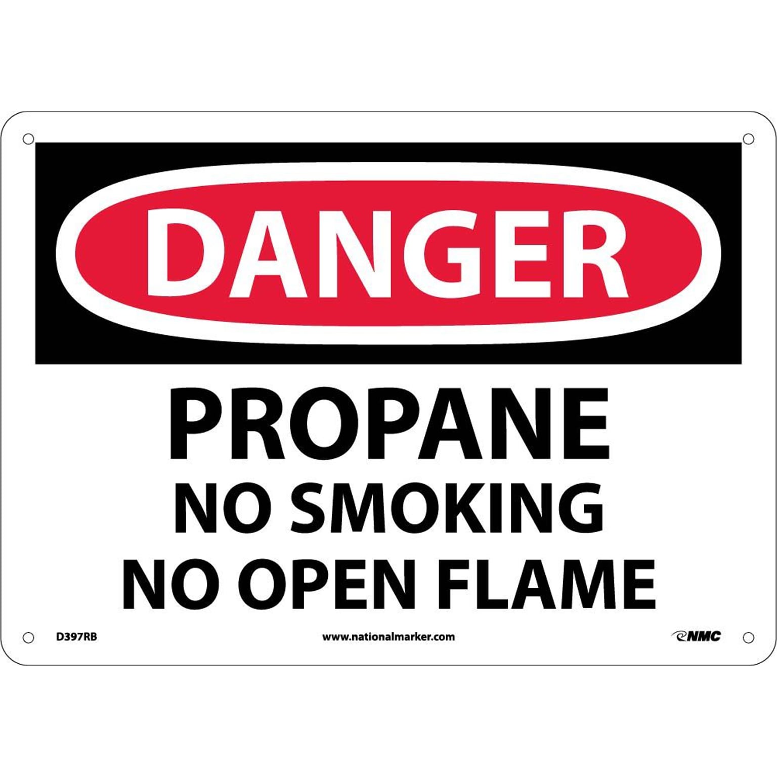 Danger Signs; Propane No Smoking No Open Flame, 10X14, Rigid Plastic