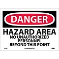 Danger Labels; Hazard Area No Unauthorized Personnel, 10X14, Adhesive Vinyl