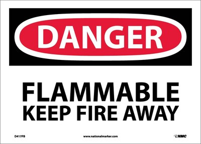 Danger Labels; Flammable Keep Fire Away, 10X14, Adhesive Vinyl