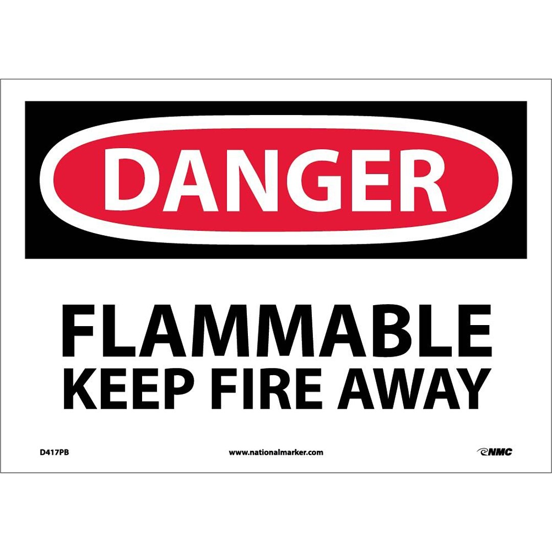 Danger Labels; Flammable Keep Fire Away, 10X14, Adhesive ...