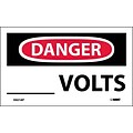 Danger Labels; ____ Volts, 3X5, Adhesive Vinyl 5/Pk