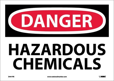 Danger Labels; Hazardous Chemicals, 10X14, Adhesive Vinyl