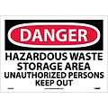 Danger Labels; Hazardous Waste Storage Area Unauthorized. . ., 10X14, Adhesive Vinyl