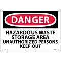 Danger Signs; Hazardous Waste Storage Area Unauthorized. . ., 10X14, Rigid Plastic