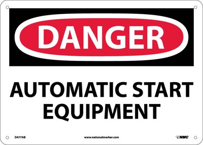 Danger Signs; Automatic Start Equipment, 10X14, .040 Aluminum