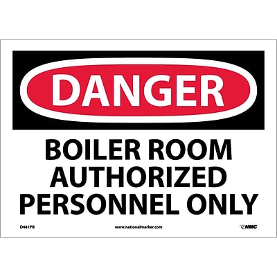 Danger Labels; Boiler Room Authorized Personnel Only, 10X14, Adhesive Vinyl