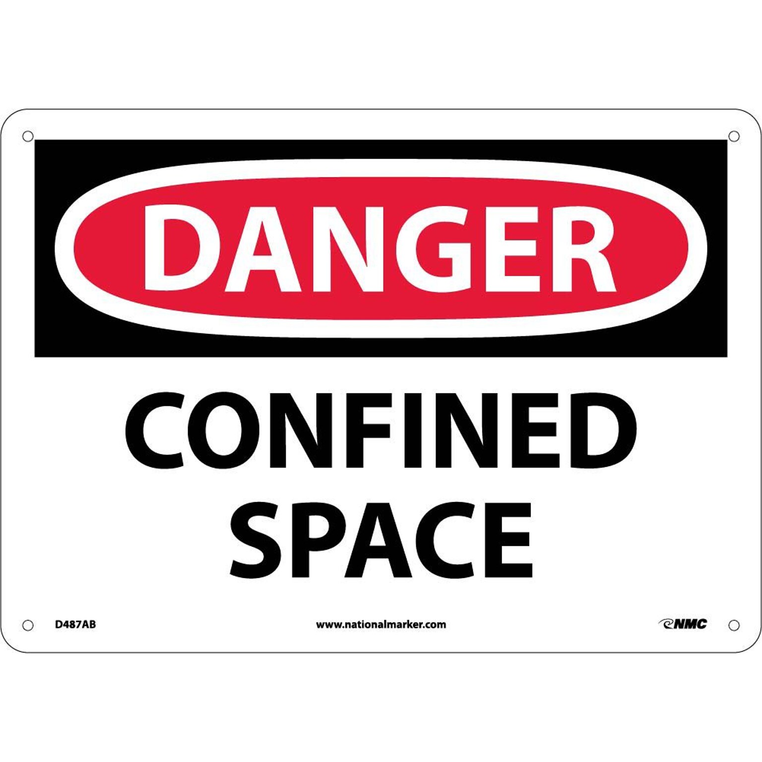 Confined Space, 10X14, .040 Aluminum, Danger Sign