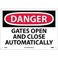 Danger Signs; Gates Open And Close Automatically, 10X14, Rigid Plastic