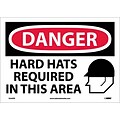 Danger Labels; Hard Hats Required In This Area, Graphic, 10X14, Adhesive Vinyl