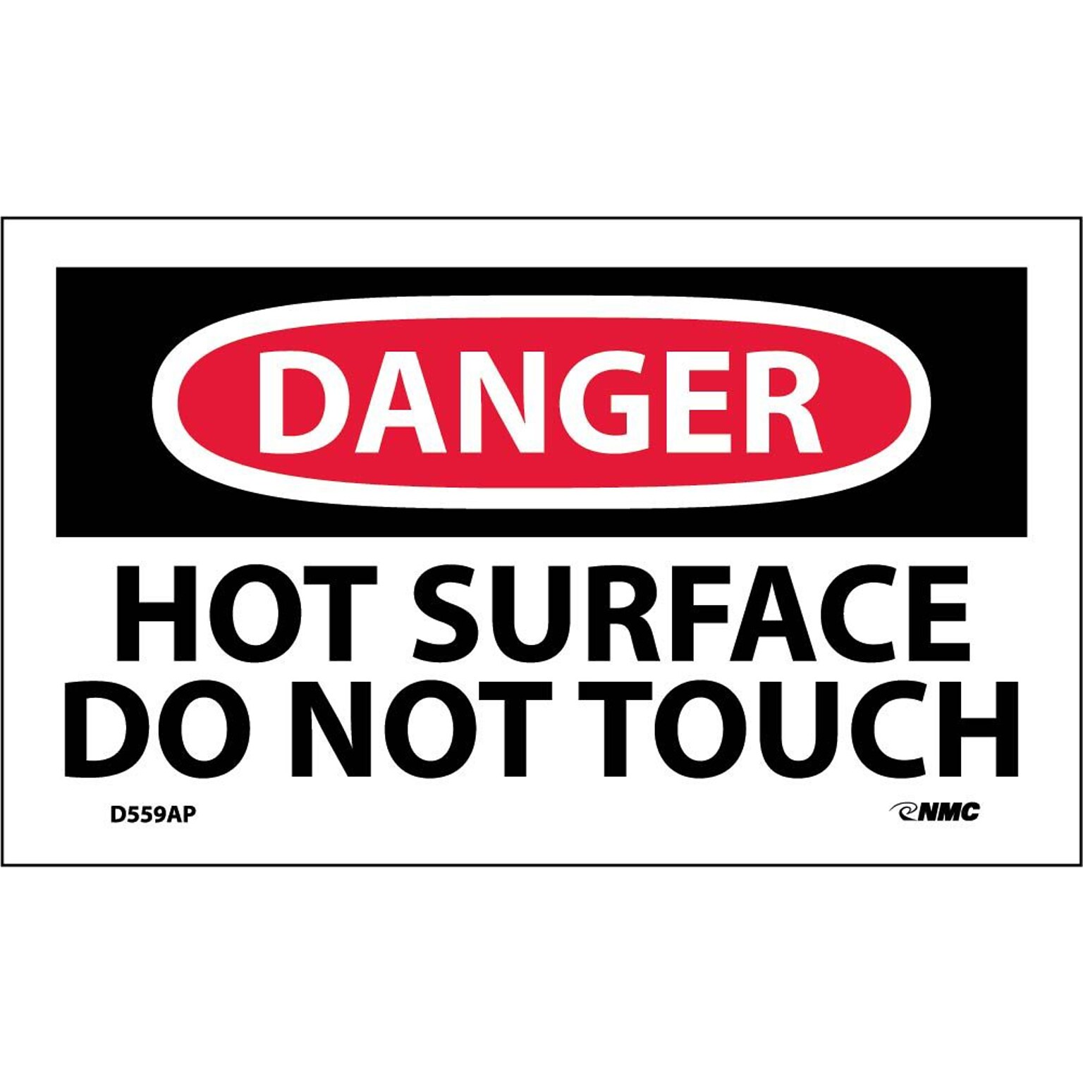 Danger Labels; Hot Surface Do Not Touch, 3X5, Adhesive Vinyl, 5/Pk