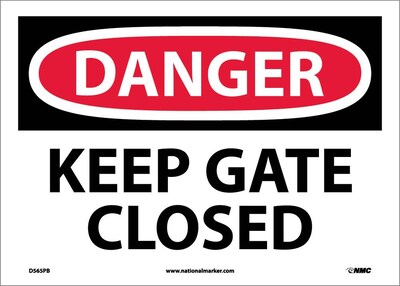 Danger Labels; Keep Gate Closed, 10X14, Adhesive Vinyl