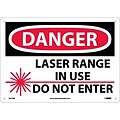 Danger Signs; Laser Range In Use Do Not Enter, Graphic, 10X14, Rigid Plastic