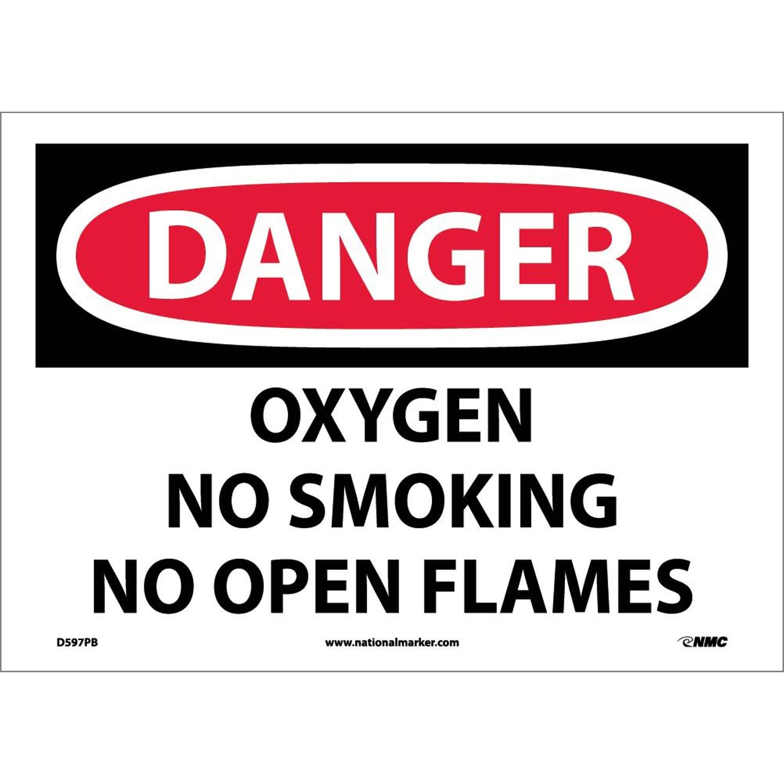 Danger Labels; Oxygen No Smoking No Open Flames, 10X14, Adhesive Vinyl