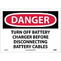 Danger Labels, Turn Off Battery Charger Before Disconnecting Battery Cables, 10X14, Adhesive Vinyl