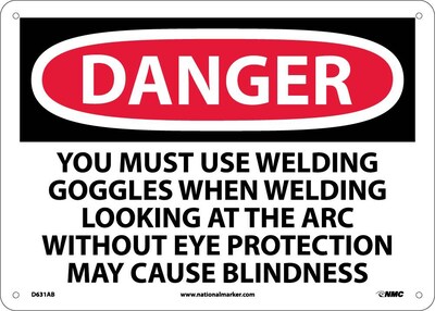 Danger Signs; You Must Use Welding Goggles When Welding Looking At The Arc Without Eye Protection  (D631AB)