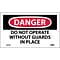 Danger Labels; Do Not Operate Without Guards In Place, 3X5, Adhesive Vinyl, 5/Pk