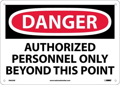 Danger Signs; Authorized Personnel Only Beyond This Point, 10X14, .040 Aluminum