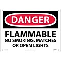 Danger Signs; Flammable No Smoking, Matches Or Open Lights, 10X14, .040 Aluminum