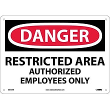 Restricted Area Authorized Employees Only, 10X14, .040 Aluminum, Danger Sign