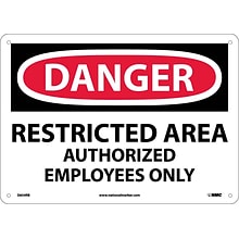 Restricted Area Authorized Employees Only, 10X14, Rigid Plastic, Danger Sign