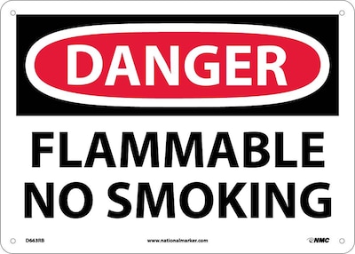 Flammable No Smoking, 10X14, Rigid Plastic, Danger Sign