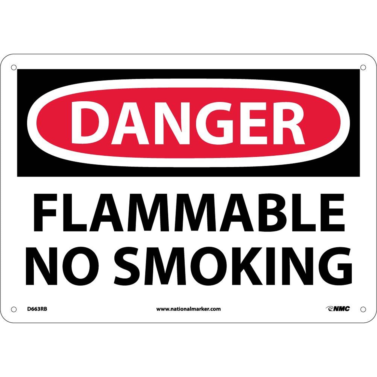 Flammable No Smoking, 10X14, Rigid Plastic, Danger Sign