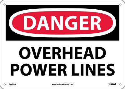 Danger Signs; Overhead Power Lines, 10X14, Rigid Plastic