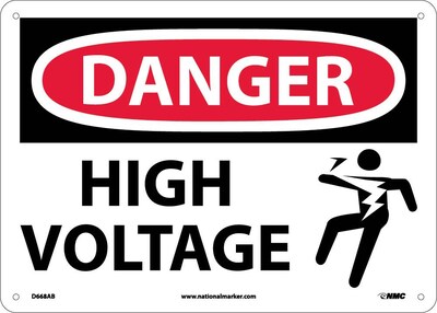 High Voltage (Graphic), 10X14, .040 Aluminum, Danger Sign
