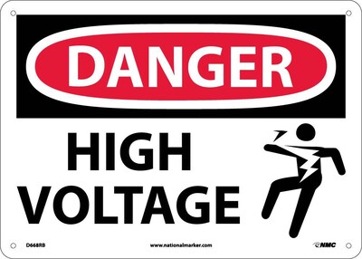 High Voltage (Graphic), 10X14, Rigid Plastic, Danger Sign