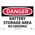 Danger Signs; Battery Storage Area No Smoking, 10X14, Rigid Plastic