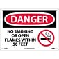 No Smoking Or Open Flames Within 50 Feet (Graphic), 10X14, Rigid Plastic, Danger Sign