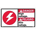 Danger Labels; High Voltage (Bilingual W/Graphic), 10X18, Adhesive Vinyl