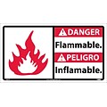 Danger Labels; Flammable (Bilingual W/Graphic), 10X18, Adhesive Vinyl