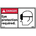Danger Labels; Eye Protection Required In This Area (W/Graphic), 3X5, Adhesive Vinyl, 5Pk