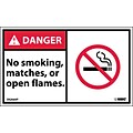 Danger Labels; No Smoking Matches Or Open Flames (Graphic), 3X5, Adhesive Vinyl, 5/Pk